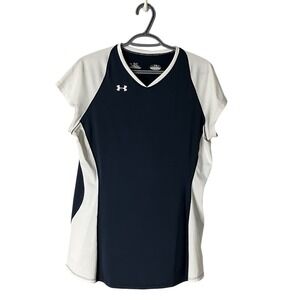 Under Armour Athletic T-Shirt Womens X-Large  Navy Blue White Sport Top‎ XL